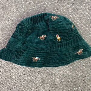 Polo Ralph Lauren Equestrian Corduroy Bucket Hat Boys Green All Over Print Pony